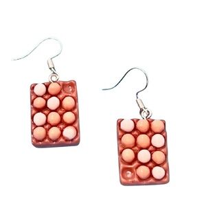 Mini Egg Carton Dangle Earrings – Handmade Polymer Clay Statement Jewelry